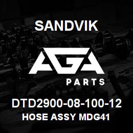 DTD2900-08-100-12 Sandvik HOSE ASSY MDG41 | AGA Parts