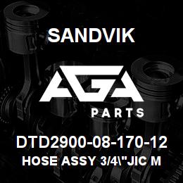 DTD2900-08-170-12 Sandvik HOSE ASSY 3/4"JIC MDG41 | AGA Parts