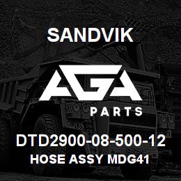 DTD2900-08-500-12 Sandvik HOSE ASSY MDG41 | AGA Parts