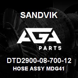 DTD2900-08-700-12 Sandvik HOSE ASSY MDG41 | AGA Parts