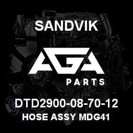 DTD2900-08-70-12 Sandvik HOSE ASSY MDG41 | AGA Parts