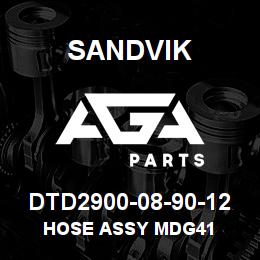 DTD2900-08-90-12 Sandvik HOSE ASSY MDG41 | AGA Parts