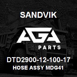 DTD2900-12-100-17 Sandvik HOSE ASSY MDG41 | AGA Parts