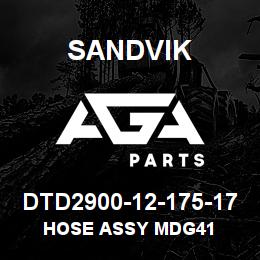 DTD2900-12-175-17 Sandvik HOSE ASSY MDG41 | AGA Parts