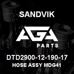 DTD2900-12-190-17 Sandvik HOSE ASSY MDG41 | AGA Parts