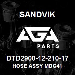 DTD2900-12-210-17 Sandvik HOSE ASSY MDG41 | AGA Parts