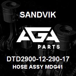 DTD2900-12-290-17 Sandvik HOSE ASSY MDG41 | AGA Parts