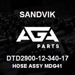 DTD2900-12-340-17 Sandvik HOSE ASSY MDG41 | AGA Parts