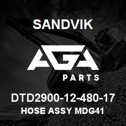 DTD2900-12-480-17 Sandvik HOSE ASSY MDG41 | AGA Parts