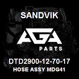 DTD2900-12-70-17 Sandvik HOSE ASSY MDG41 | AGA Parts