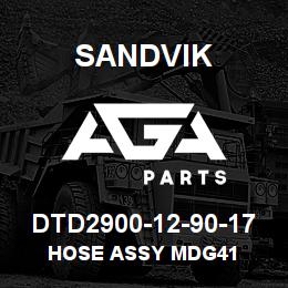 DTD2900-12-90-17 Sandvik HOSE ASSY MDG41 | AGA Parts