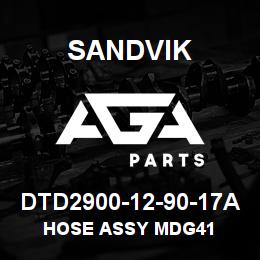DTD2900-12-90-17A Sandvik HOSE ASSY MDG41 | AGA Parts