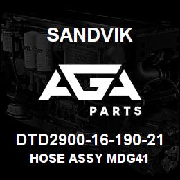 DTD2900-16-190-21 Sandvik HOSE ASSY MDG41 | AGA Parts