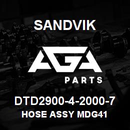DTD2900-4-2000-7 Sandvik HOSE ASSY MDG41 | AGA Parts