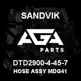 DTD2900-4-45-7 Sandvik HOSE ASSY MDG41 | AGA Parts