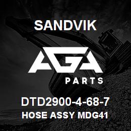DTD2900-4-68-7 Sandvik HOSE ASSY MDG41 | AGA Parts
