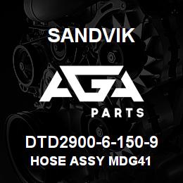 DTD2900-6-150-9 Sandvik HOSE ASSY MDG41 | AGA Parts