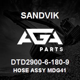 DTD2900-6-180-9 Sandvik HOSE ASSY MDG41 | AGA Parts