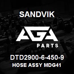 DTD2900-6-450-9 Sandvik HOSE ASSY MDG41 | AGA Parts