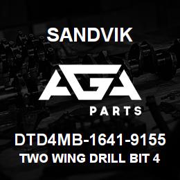 DTD4MB-1641-9155 Sandvik TWO WING DRILL BIT 41MM | AGA Parts
