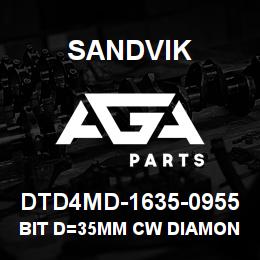 DTD4MD-1635-0955 Sandvik BIT D=35MM CW DIAMOND M16 THREAD | AGA Parts