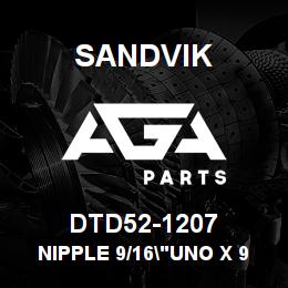 DTD52-1207 Sandvik NIPPLE 9/16"UNO X 9/16"JIC | AGA Parts