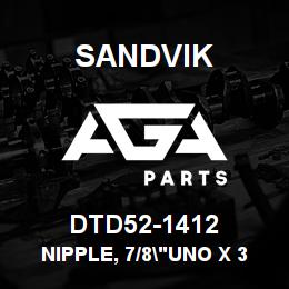 DTD52-1412 Sandvik NIPPLE, 7/8"UNO X 3/4"JIC | AGA Parts