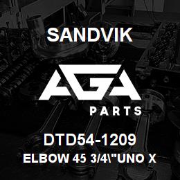 DTD54-1209 Sandvik ELBOW 45 3/4"UNO X 9/16"JIC M/M | AGA Parts