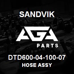 DTD600-04-100-07 Sandvik HOSE ASSY | AGA Parts