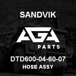 DTD600-04-60-07 Sandvik HOSE ASSY | AGA Parts