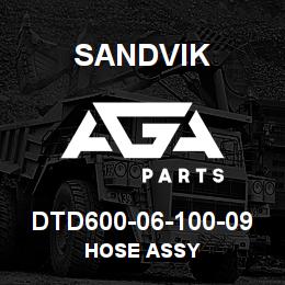 DTD600-06-100-09 Sandvik HOSE ASSY | AGA Parts