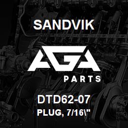 DTD62-07 Sandvik PLUG, 7/16" | AGA Parts