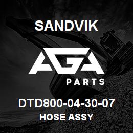 DTD800-04-30-07 Sandvik HOSE ASSY | AGA Parts