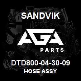 DTD800-04-30-09 Sandvik HOSE ASSY | AGA Parts