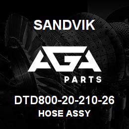 DTD800-20-210-26 Sandvik HOSE ASSY | AGA Parts
