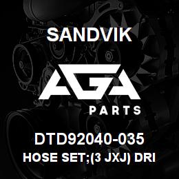 DTD92040-035 Sandvik HOSE SET;(3 JXJ) DRILLHEAD | AGA Parts