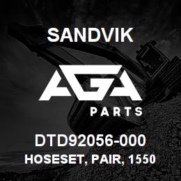 DTD92056-000 Sandvik HOSESET, PAIR, 1550 DRILLHEAD | AGA Parts
