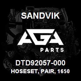 DTD92057-000 Sandvik HOSESET, PAIR, 1650 DRILLHEAD | AGA Parts