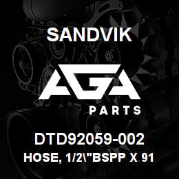 DTD92059-002 Sandvik HOSE, 1/2"BSPP X 912MM DRILLHEAD1850 | AGA Parts
