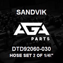 DTD92060-030 Sandvik HOSE SET 2 OF 1/4" X 9/16 JIC | AGA Parts