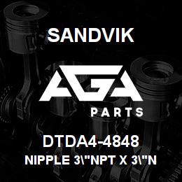 DTDA4-4848 Sandvik NIPPLE 3"NPT X 3"NPT | AGA Parts