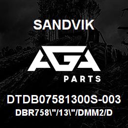 DTDB07581300S-003 Sandvik DBR758"/13"/DMM2/DMM3/DMH100 | AGA Parts