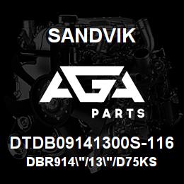DTDB09141300S-116 Sandvik DBR914"/13"/D75KS | AGA Parts