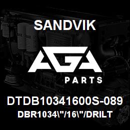 DTDB10341600S-089 Sandvik DBR1034"/16"/DRILTECH | AGA Parts