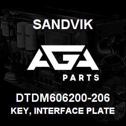 DTDM606200-206 Sandvik KEY, INTERFACE PLATE MOUNT | AGA Parts