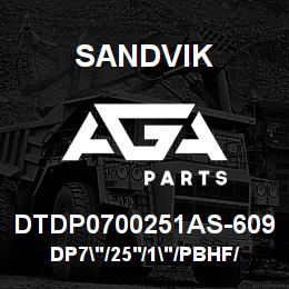 DTDP0700251AS-609 Sandvik DP7"/25'/1"/PBHF/412B/ST52/SKF | AGA Parts