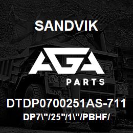 DTDP0700251AS-711 Sandvik DP7"/25'/1"/PBHF/412B/ST52/DML | AGA Parts