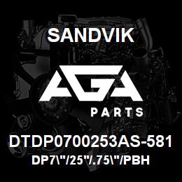DTDP0700253AS-581 Sandvik DP7"/25'/.75"/PBHF/412B/ST52/D45KS | AGA Parts