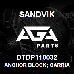 DTDP110032 Sandvik ANCHOR BLOCK; CARRIAGE | AGA Parts
