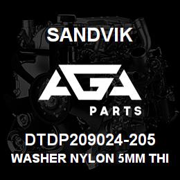 DTDP209024-205 Sandvik WASHER NYLON 5MM THICK | AGA Parts
